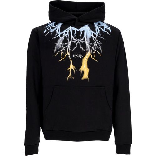 Men's Lightweight Hooded Sweatshirt Bicolor Lightning Print Hoodie Black