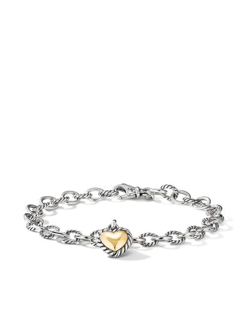 18kt yellow gold and sterling silver Cable Collectibles Cookie Classic Heart bracelet