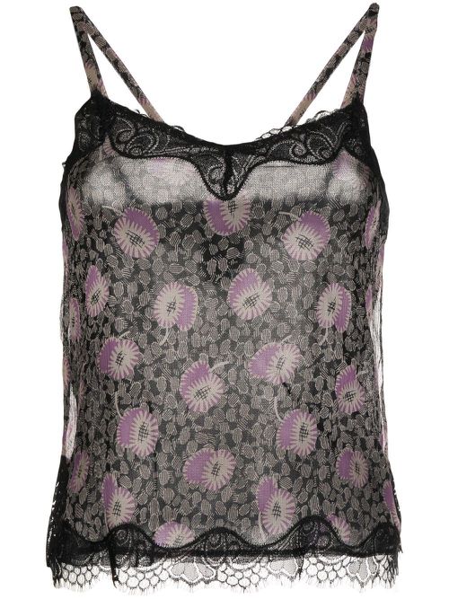 Floral-print silk cami top - Multicolour