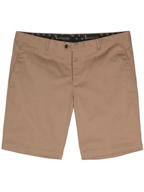Logo-embroidered tailored shorts - Brown