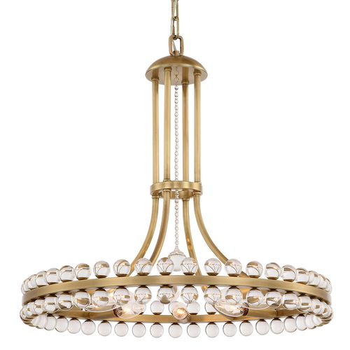 Crystorama Clover 8-Light 23" Modern Chandelier in Aged Brass with Clear Hand Cut Crysta