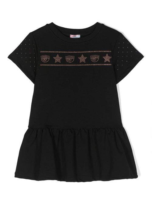 Stud-detail hooded dress - Black
