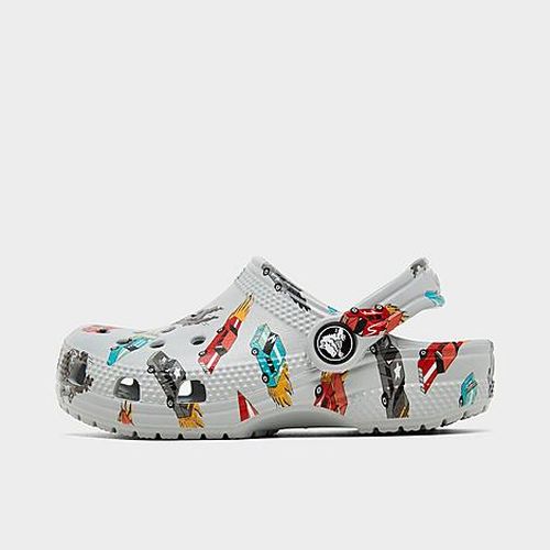 Kids Toddler Race Car Classic Clog Shoes in Grey Multi