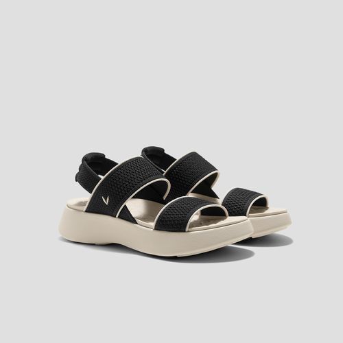 VIVAIA Round-Toe Walker Sandals Kamber|BLACK & CREAM IVORY