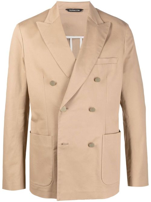 Double-breasted fitted blazer - Neutrals