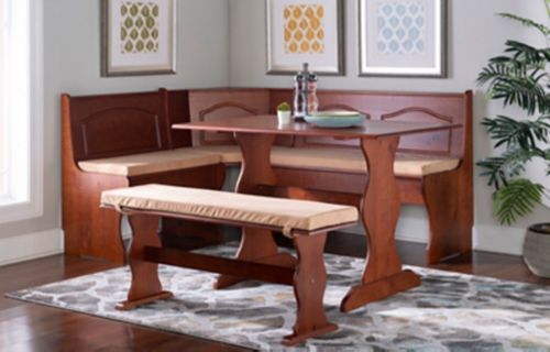 Linon Hanah Nook with Cushion Set, Walnut