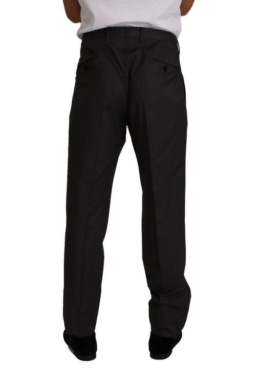 Virgin Wool Formal Tuxedo Trousers — Gray