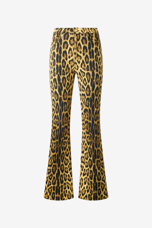 Denim Jeans With Jaguar Skin Print