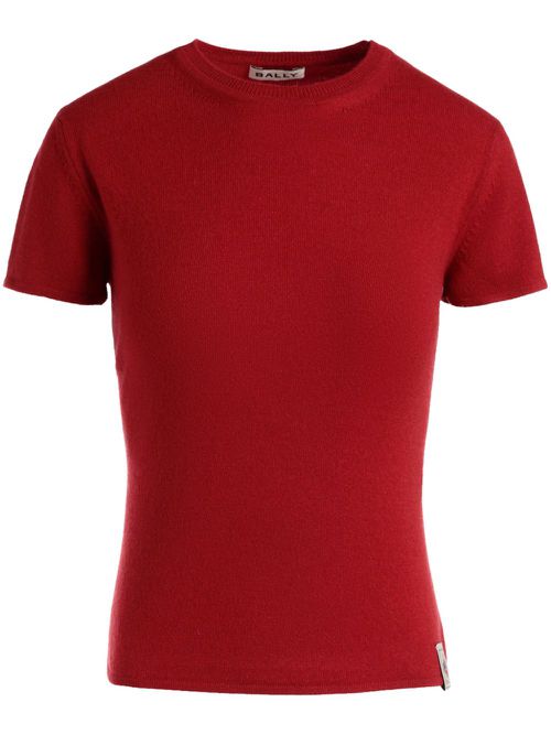 Logo-patch cashmere T-shirt - Red