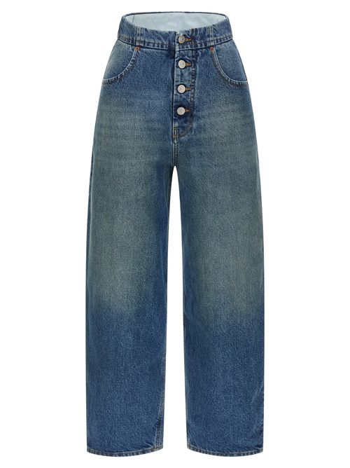 High-Waisted Straight-Leg Jeans — Blue