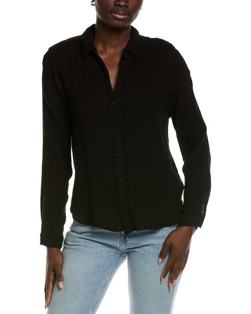 Rounded Hem Button Down Shirt