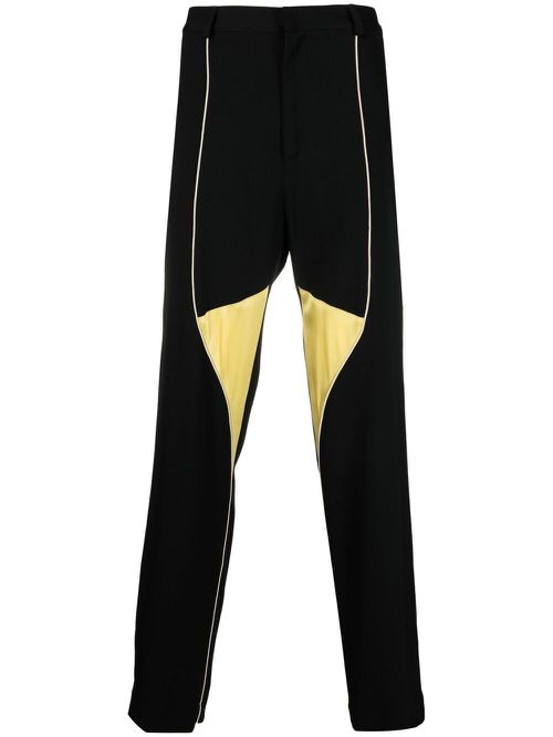 Colour-block straight trousers - Black