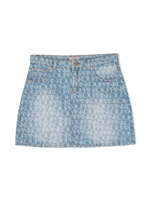 Logo-print denim skirt - Blue