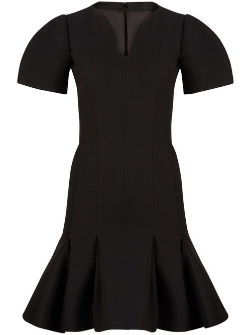 Peplum-hem wool dress - Black
