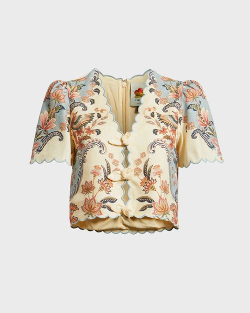 FARMRIO Top Boho Short Sleeve Light yellow