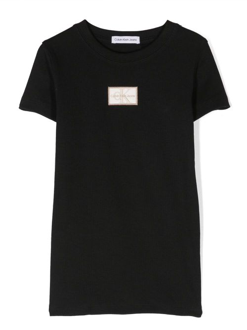 Logo-patch stretch-cotton T-shirt - Black