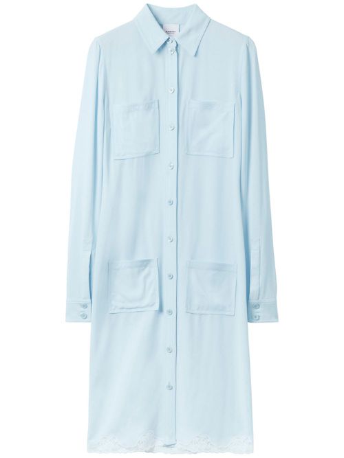 Burberry lace-trim shirt dress - Blue
