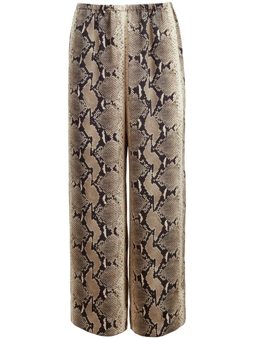 Mindy snake-print crop trousers - Black