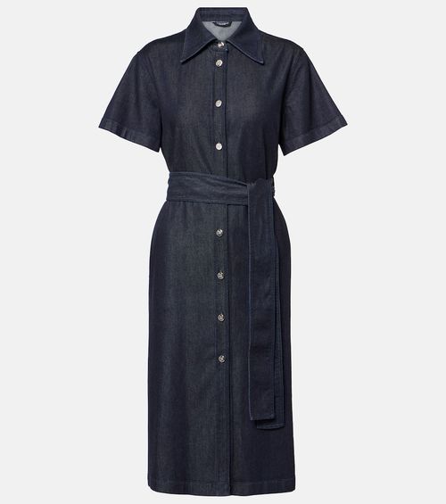 Belted denim shirt dress