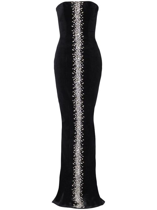 Rhinestone-embellished maxi dress - Black