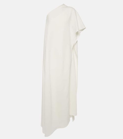 Caped asymmetric silk midi dress