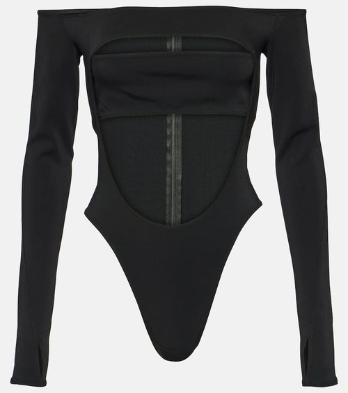 Mugler Circle off-shoulder cutout bodysuit