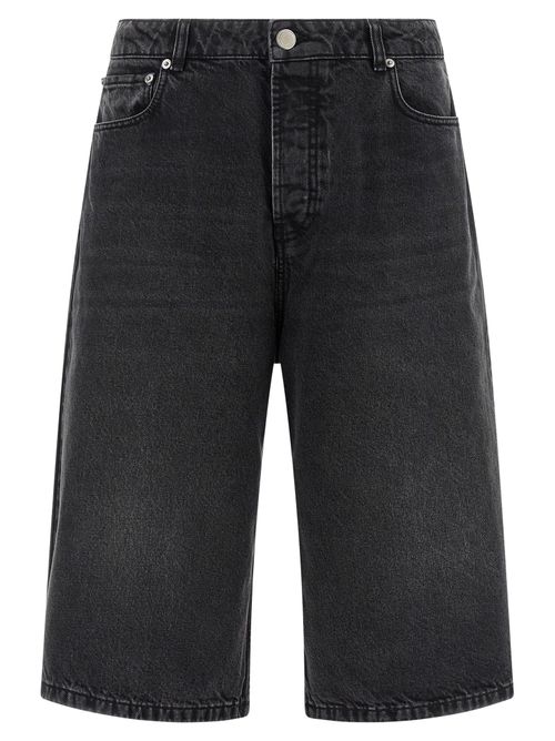 Garment-Dyed Cotton Bermuda Shorts — Black