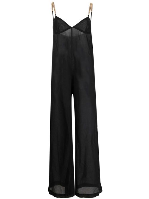 Semi-sheer sleeveless jumpsuit - Black