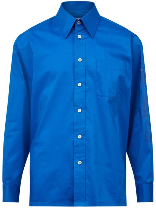 Pointed-collar button-up shirt - Blue