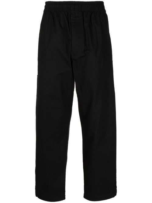 Logo-patch elasticated trousers - Black