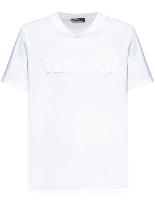 `` Fringed Logo Embroidery T-Shirt