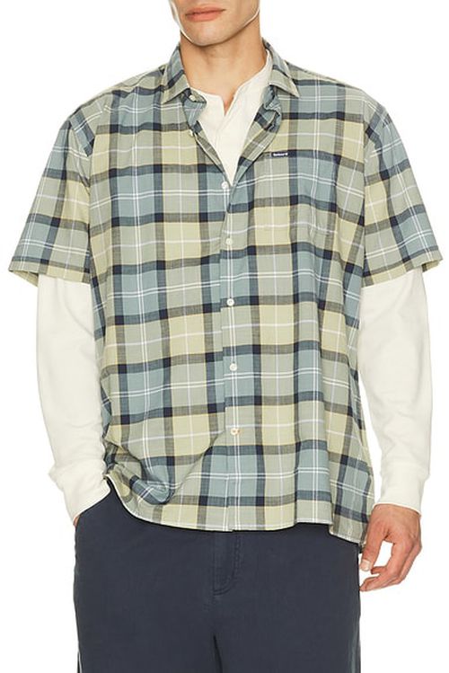 Barbour Gordon Summer Fit Shirt in Highland Lake Tartan - Green,Blue. L also in M, XL/1X