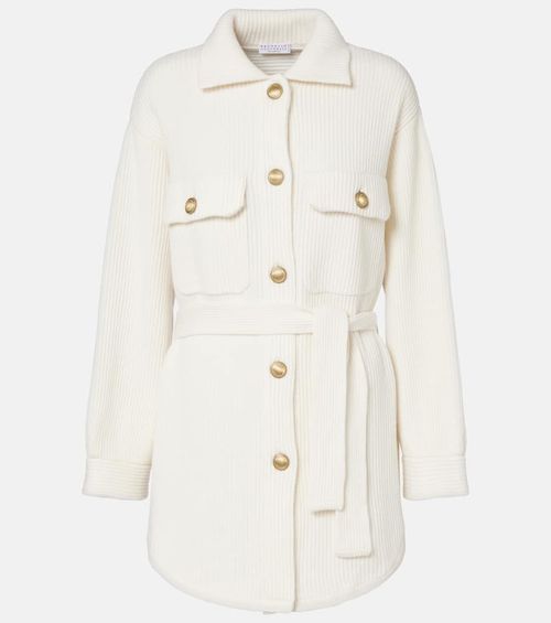 Belted wool, cashmere, and silk cardigan