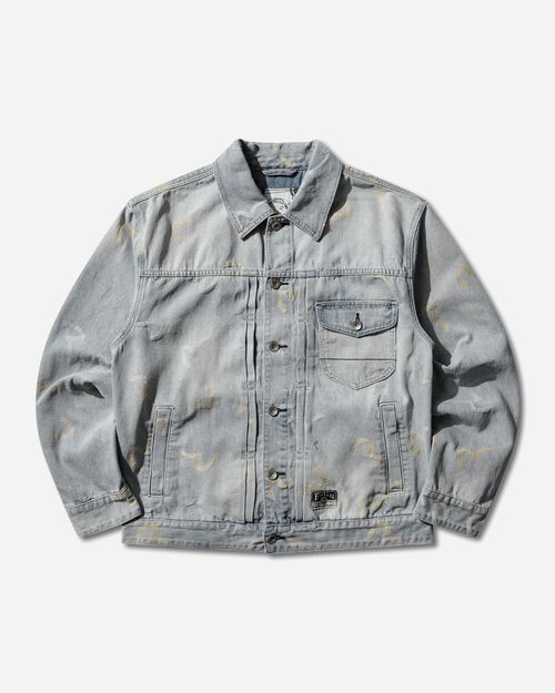 Men s All-Over Seagull Jacquard Denim Jacket Indigo