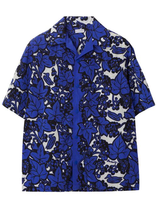 Ivy leaf-print cotton shirt - Blue