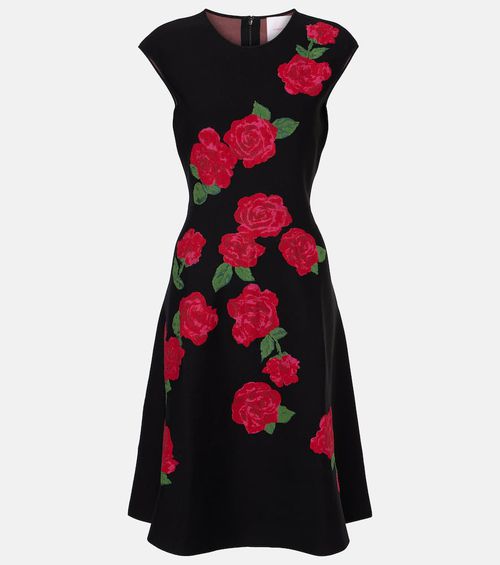 Floral jacquard midi dress