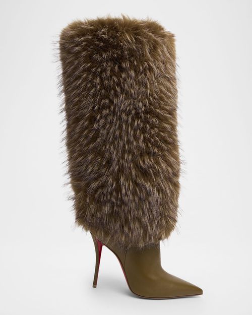 100mm Yangzee Faux Fur Leather Knee-High Boots