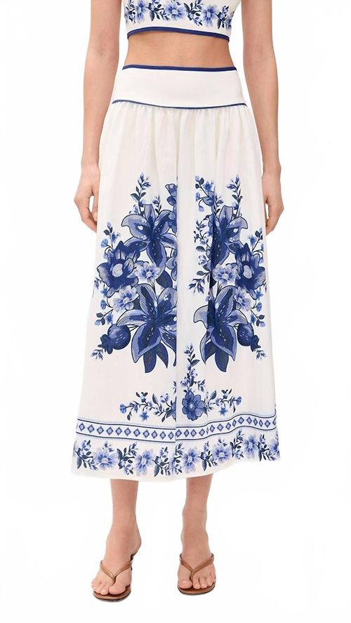 Floral Midi Skirt In Blue