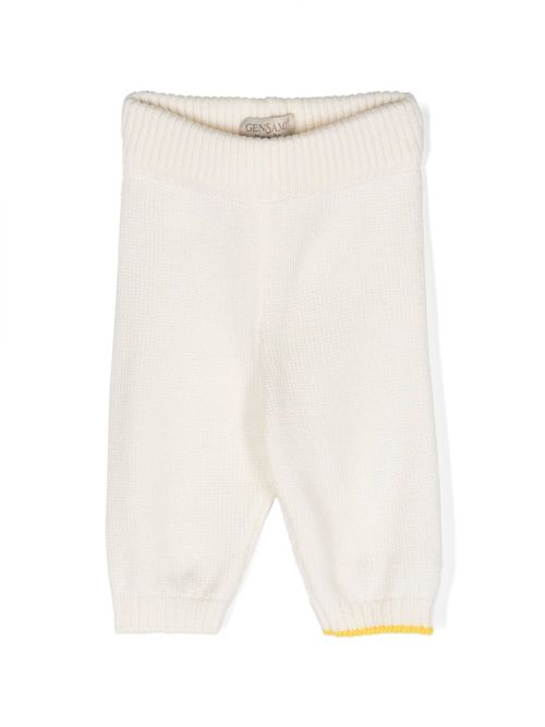 Knitted elastic-waist track pants - White