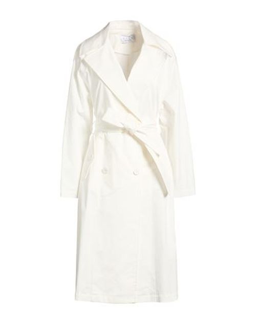 Woman Overcoat & Trench Coat White Size 6 Cotton, Elastane