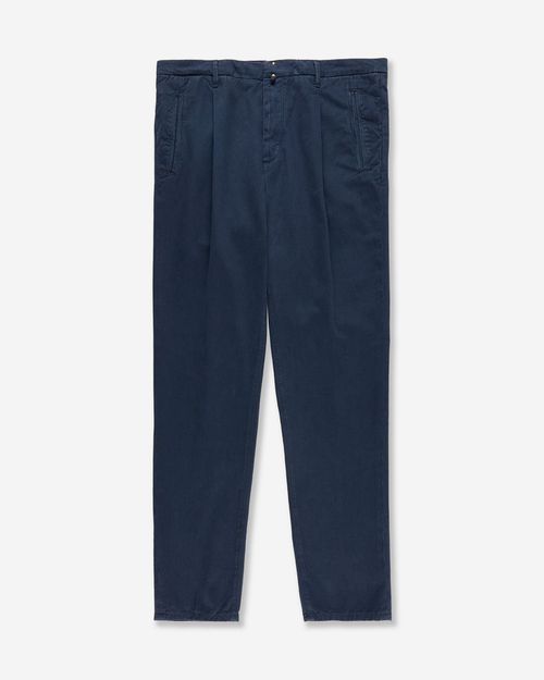 Tapered-fit cotton and cashmere trousers light blue
