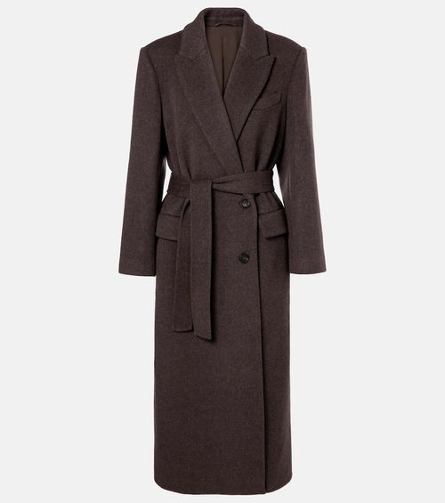 Wool and cashmere wrap coat