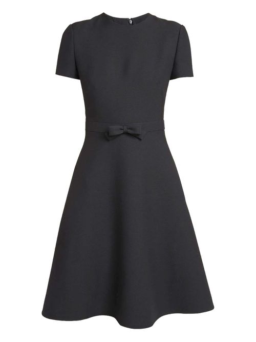 Bow-embellished short-sleeved dress - Black