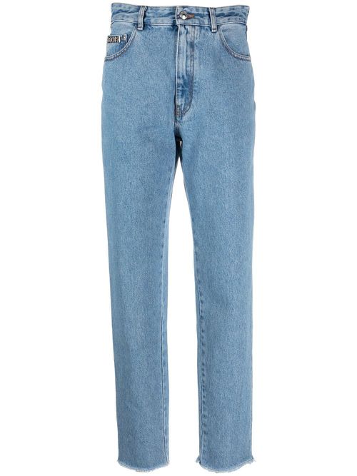Crystal-embellished detail straight jeans - Blue
