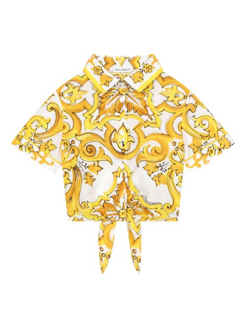 Majolica tie cropped shirt - Yellow