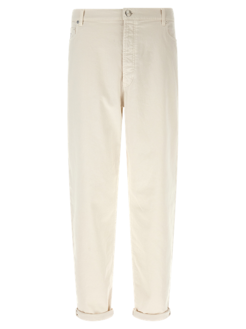 Cotton Canvas Jeans — Beige