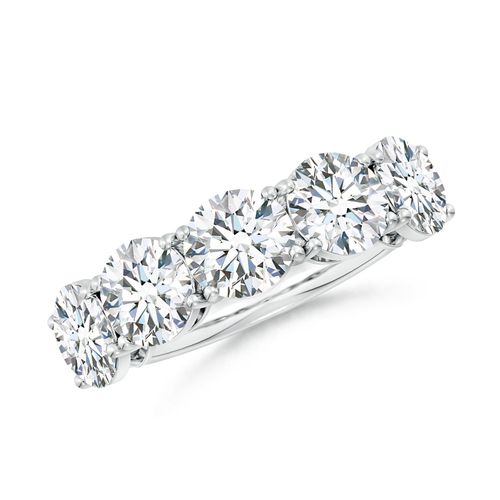 Angara 5.15 CTW Lab-Grown Round Diamond Five Stone Classic Anniversary Ring in Platinum