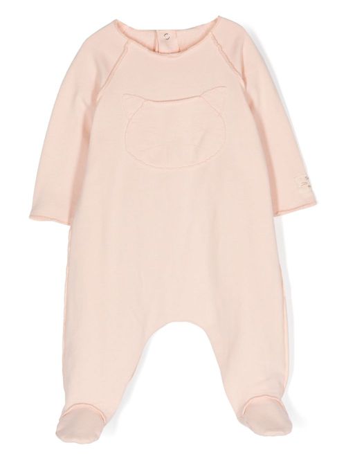Logo-appliqué cotton blend romper - Pink