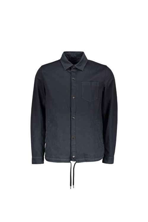 Cotton-Linen Overshirt Shirt — Black