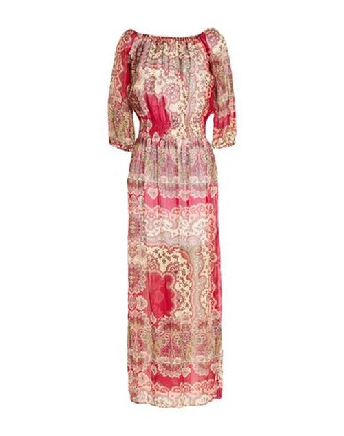 Woman Maxi dress Red Size 6 Cotton, Silk
